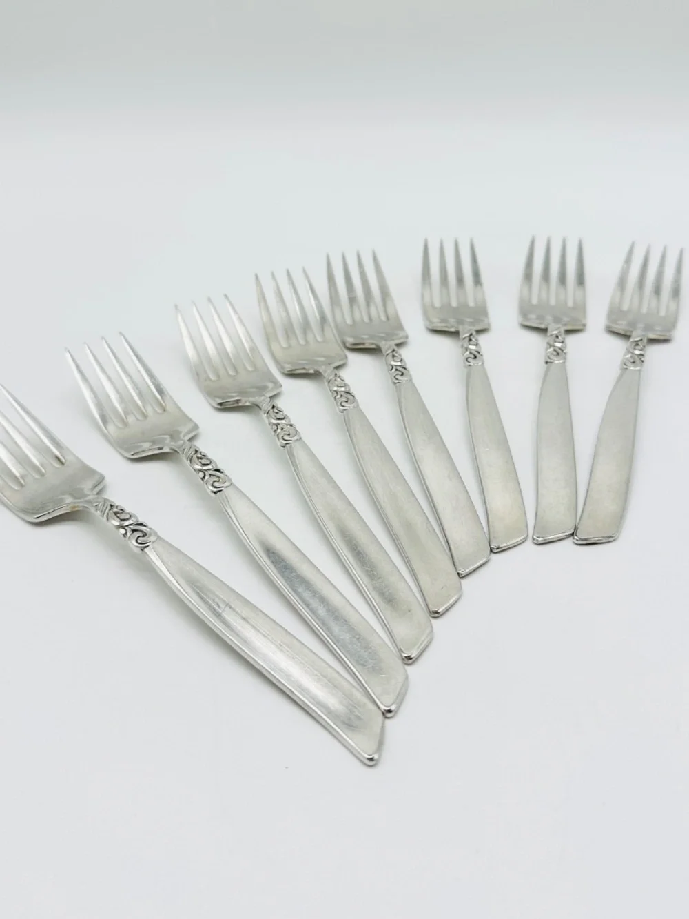 Vintage Oneida Community South Seas Salad Forks Silver-Plate Flatware Set of 8